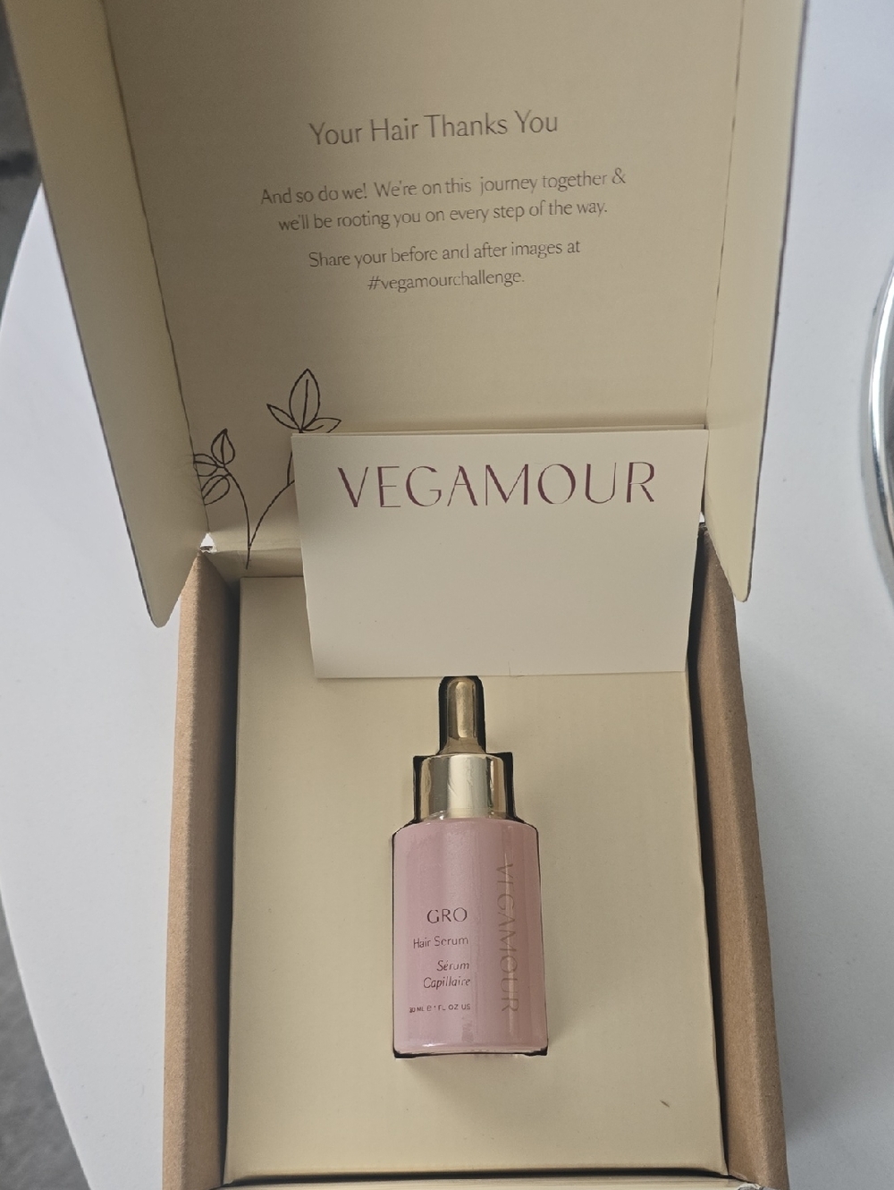 Vegamour GRO Hair Serum - Pink & Gold Dropper Bottle